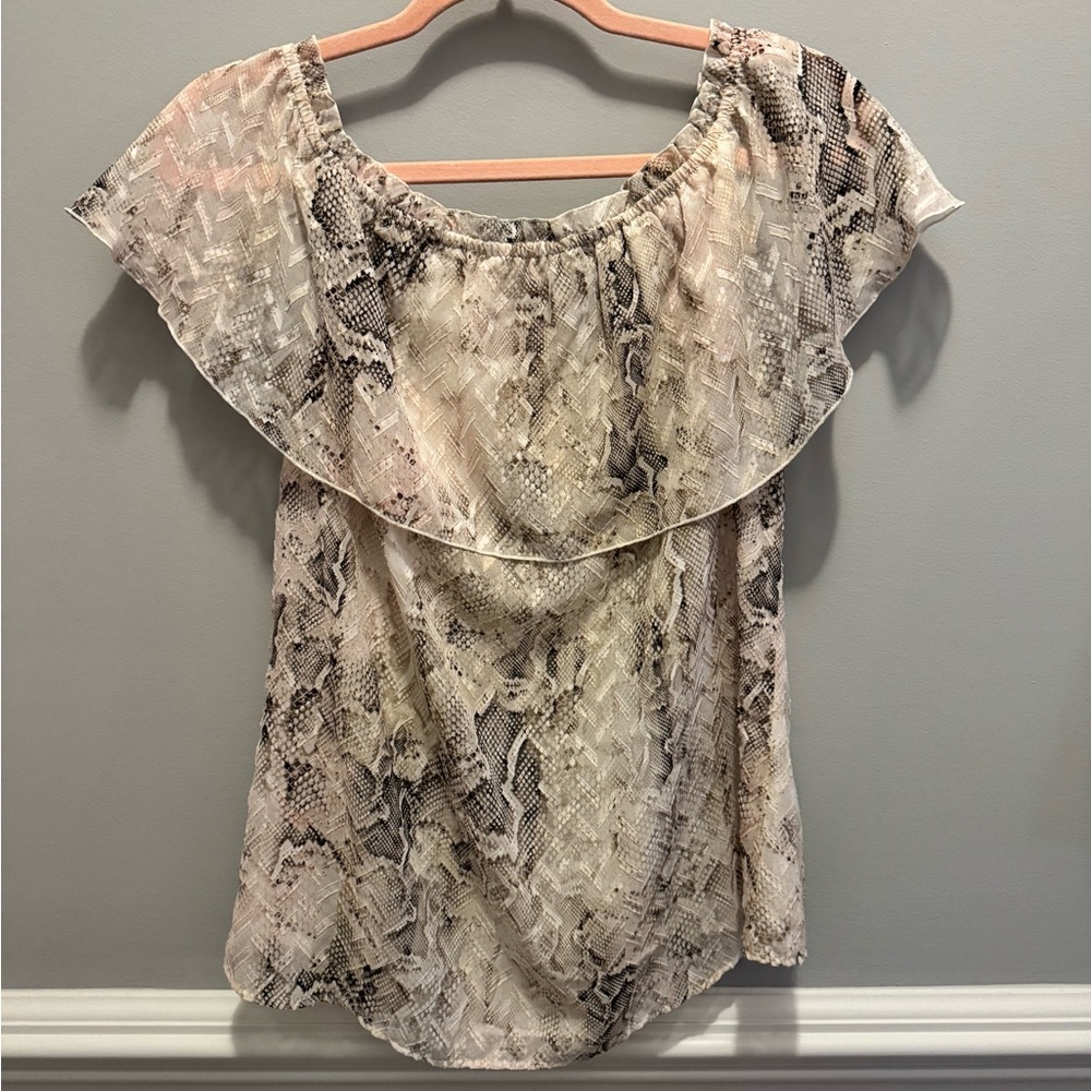 White House Black Market Snake Print Blouse - Picture 5 of 6